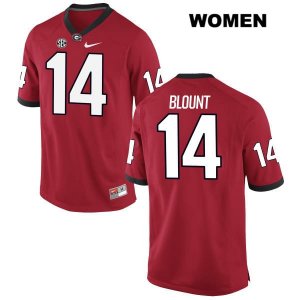 Women's Georgia Bulldogs NCAA #14 Trey Blount Nike Stitched Red Authentic College Football Jersey GKU1354GO
